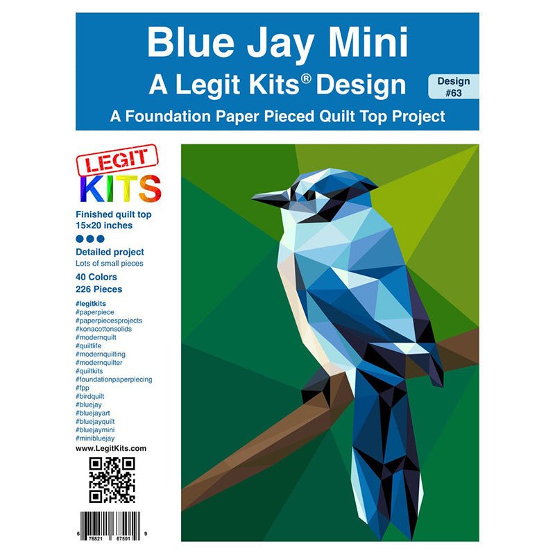 Blue Jay Mini Foundation Paper Pieced Quilt Pattern by Legit Kits Design - Legit Kits Design from Fort Worth Fabric Studio