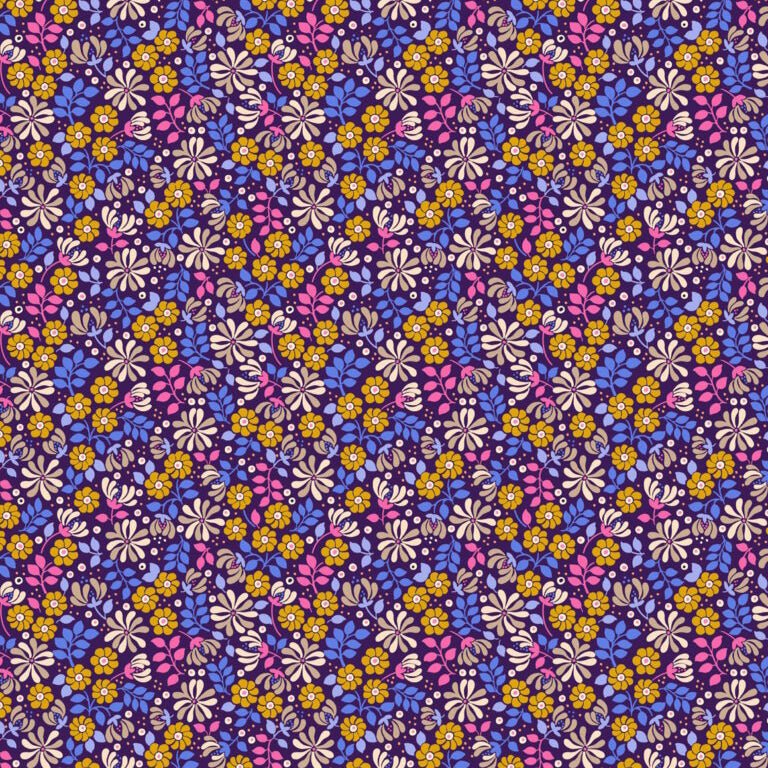 Boho Blooms Floral Burst Dark Purple - Lewis & Irene from Fort Worth Fabric Studio