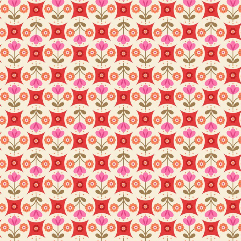 Boho Blooms Flower Circles Red - Lewis & Irene from Fort Worth Fabric Studio