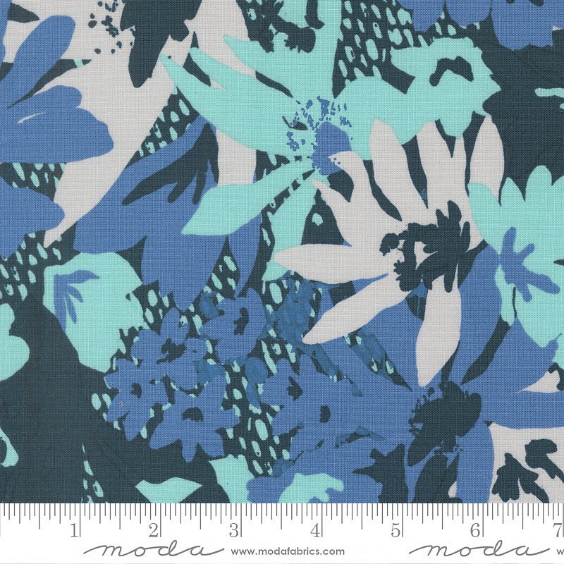 Boho Haven Image Florals Deep Sea - Moda from Fort Worth Fabric Studio