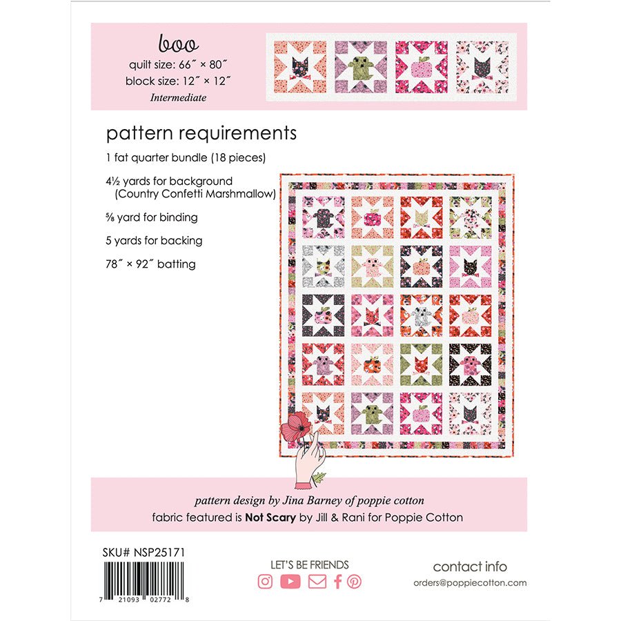 Boo Quilt Pattern by Poppie Cotton - Poppie Cotton from Fort Worth Fabric Studio