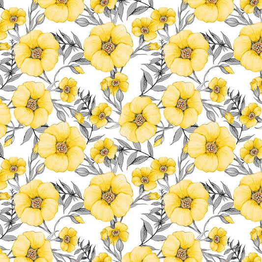 Buzzin' Blooms Packed Florals White - Wilmington Prints from Fort Worth Fabric Studio