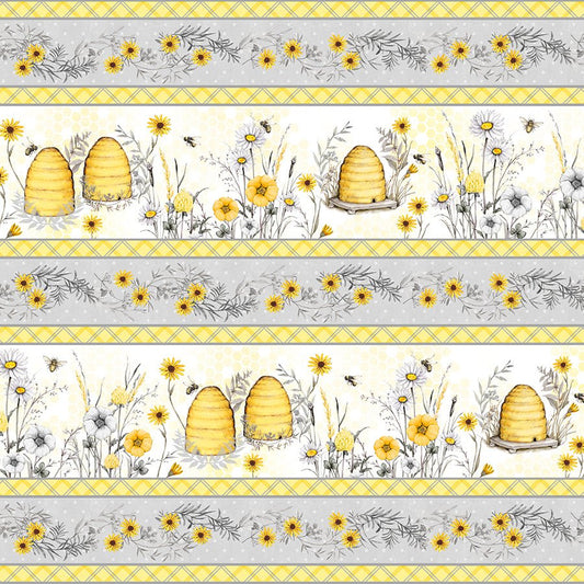 Buzzin' Blooms Repeating Stripe Multi - Wilmington Prints from Fort Worth Fabric Studio