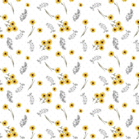 Buzzin' Blooms Small Florals White - Wilmington Prints from Fort Worth Fabric Studio