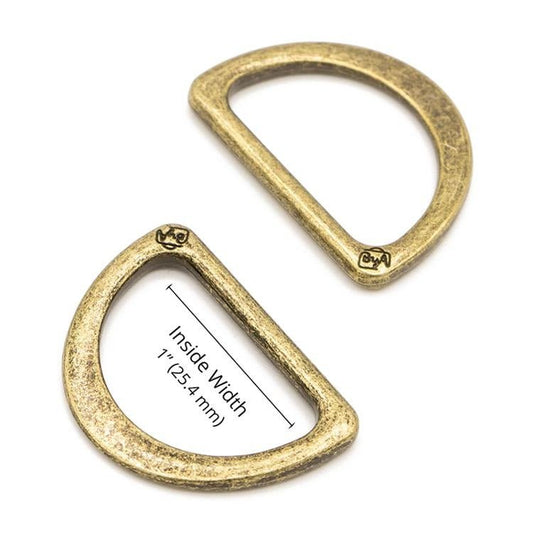 By Annie's Flat 1" D Rings Antique Brass 2ct - ByAnnie from Fort Worth Fabric Studio