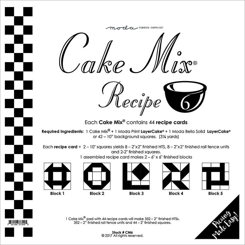 Cake Mix Recipe 6 Pattern Pad from Moda Fabrics - Moda from Fort Worth Fabric Studio