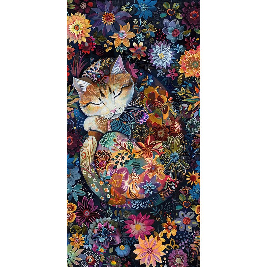 Calico Cat 24" Panel Black – FLAWED Remnant 24″ × 44″