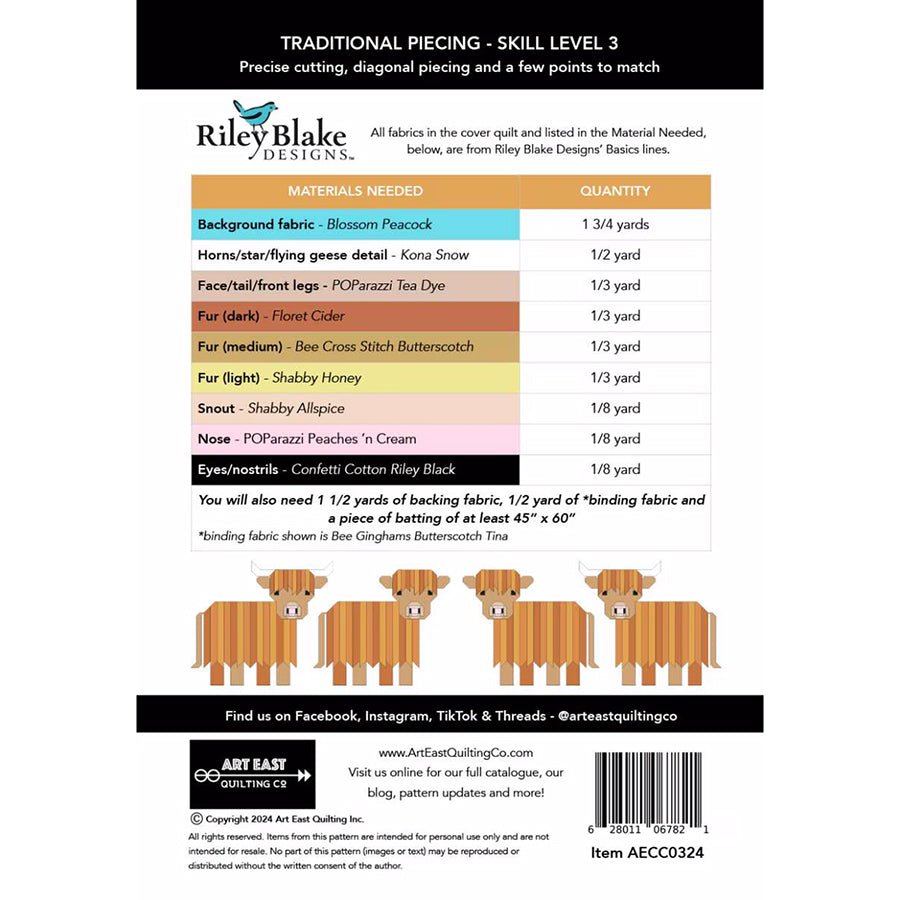 Cattle Call Quilt Pattern by Art East Quilting Co. - Art East Quilting Co. from Fort Worth Fabric Studio