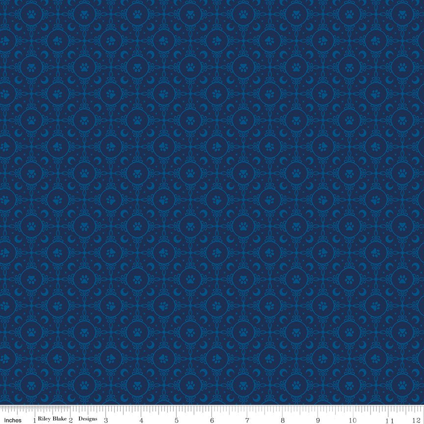 Celtic Cats Circle Paws Navy - Riley Blake from Fort Worth Fabric Studio