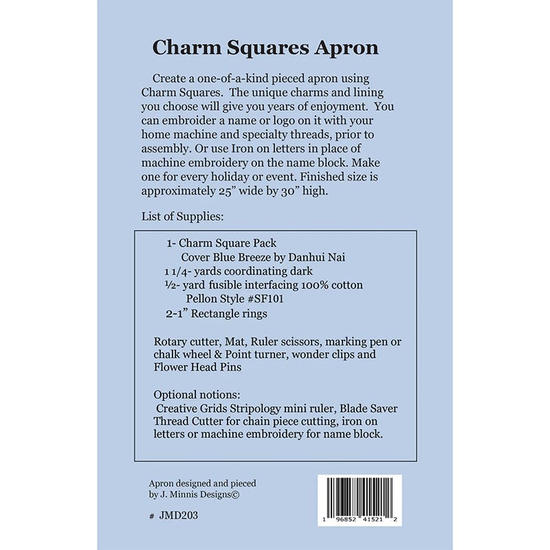 Charm Squares Apron Pattern by J. Minnis Designs - J. Minnis Designs from Fort Worth Fabric Studio