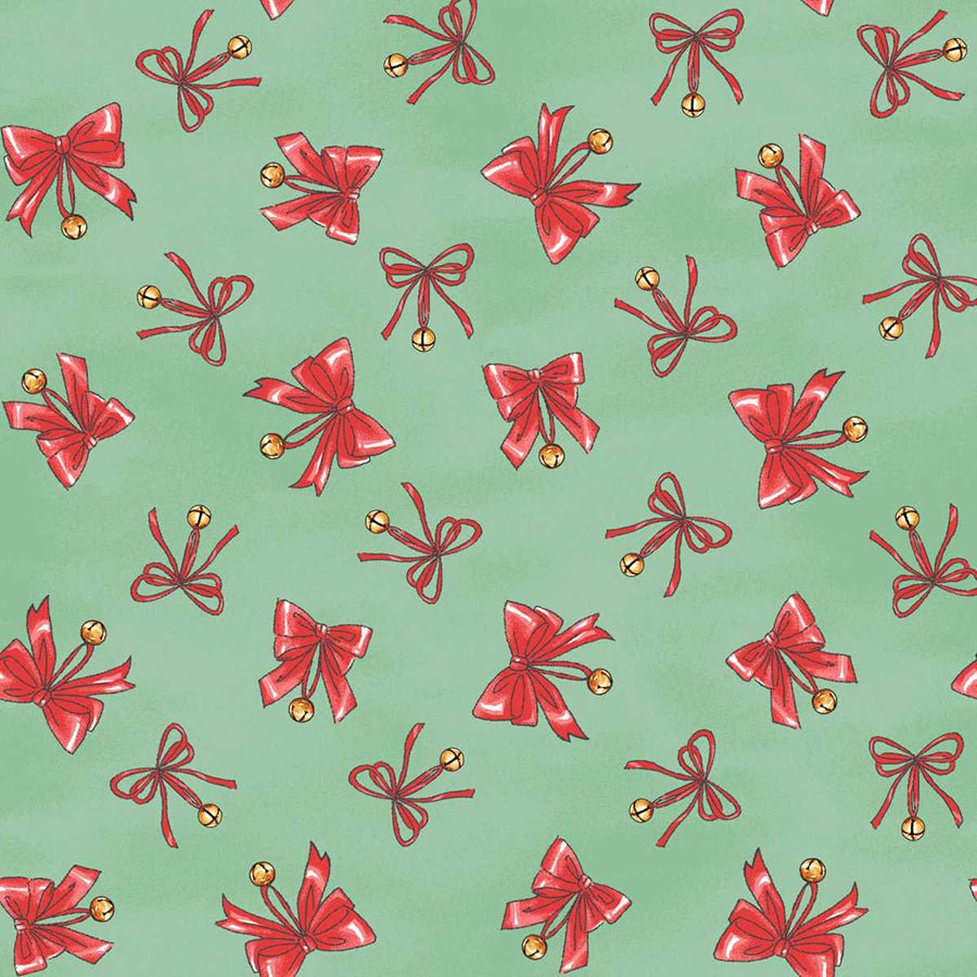Christmas at Pooh Corner Bows Light Green - Studio E from Fort Worth Fabric Studio