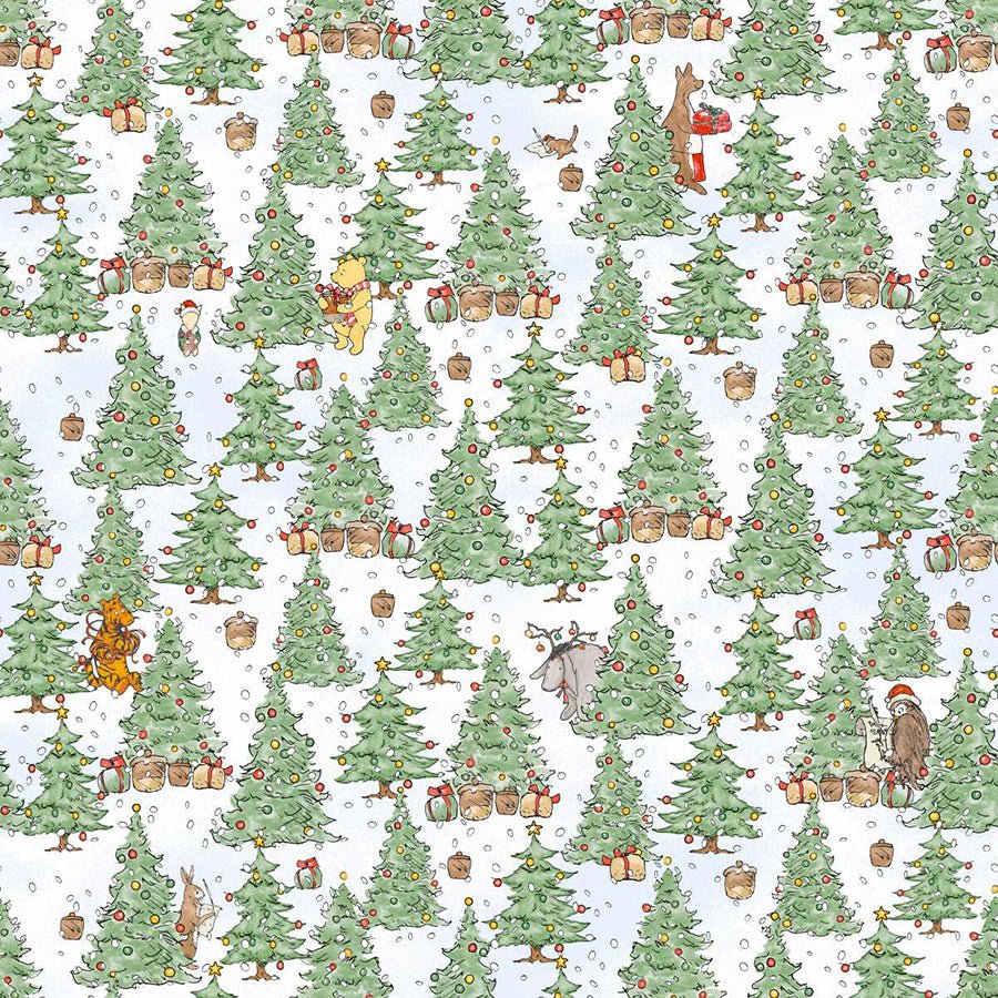 Christmas at Pooh Corner Christmas Trees Green/Snow - Studio E from Fort Worth Fabric Studio
