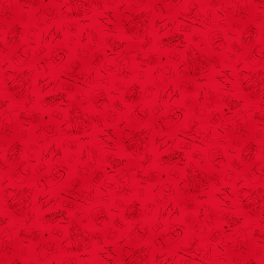 Christmas at Pooh Corner Dear Santa Mono Red – Remnant 44″ × 44″ - Studio E from Fort Worth Fabric Studio