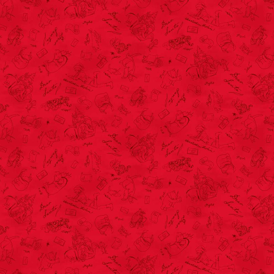 Christmas at Pooh Corner Dear Santa Mono Red - Studio E from Fort Worth Fabric Studio