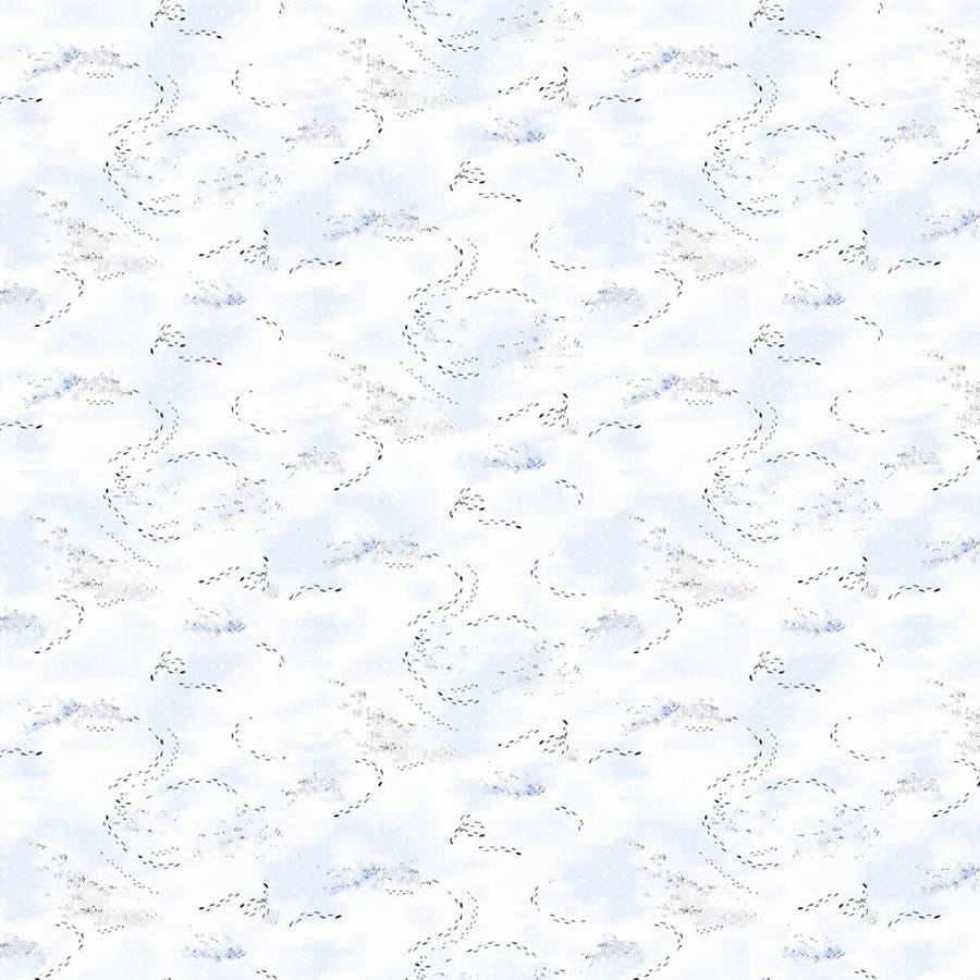 Christmas at Pooh Corner Frosted Footprints Snow - Studio E from Fort Worth Fabric Studio