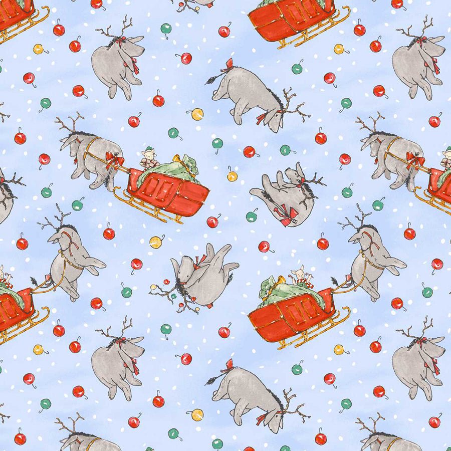 Christmas at Pooh Corner Reindonkeys Light Blue - Studio E from Fort Worth Fabric Studio
