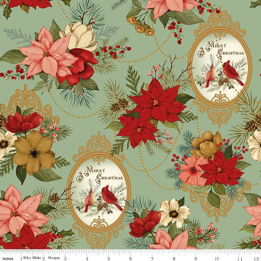 Christmas Greetings Main Spruce - Riley Blake from Fort Worth Fabric Studio
