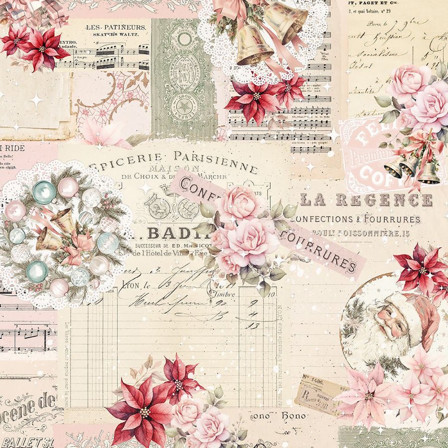 Christmas Magic Collage Ivory – Remnant 9″ × 44″