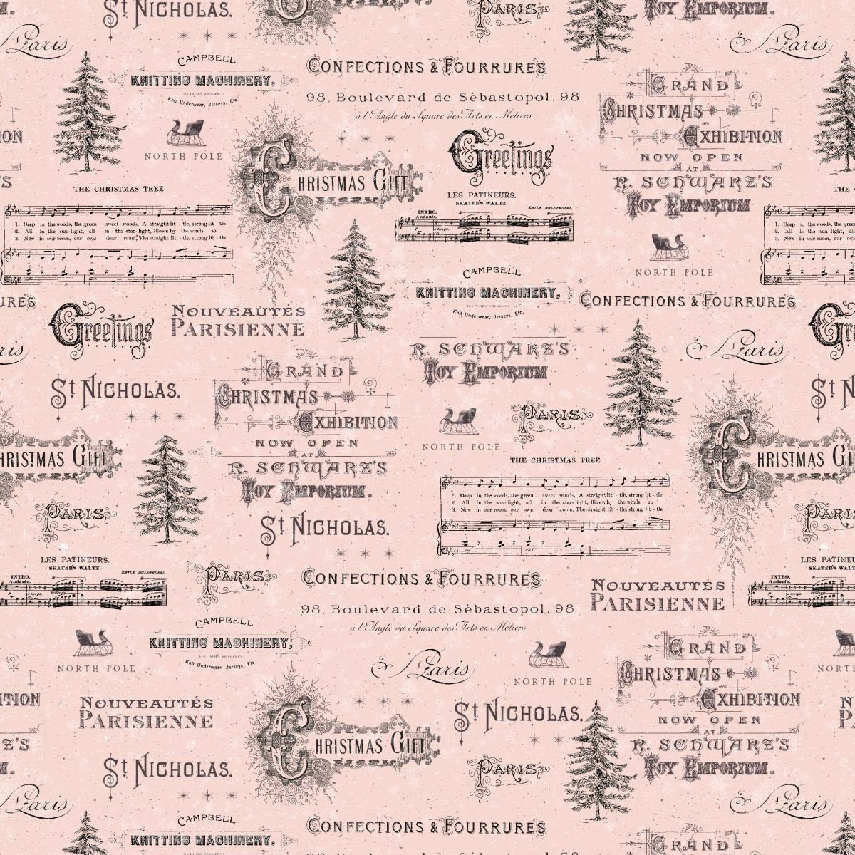 Christmas Magic Typography Pink - Blank Quilting from Fort Worth Fabric Studio
