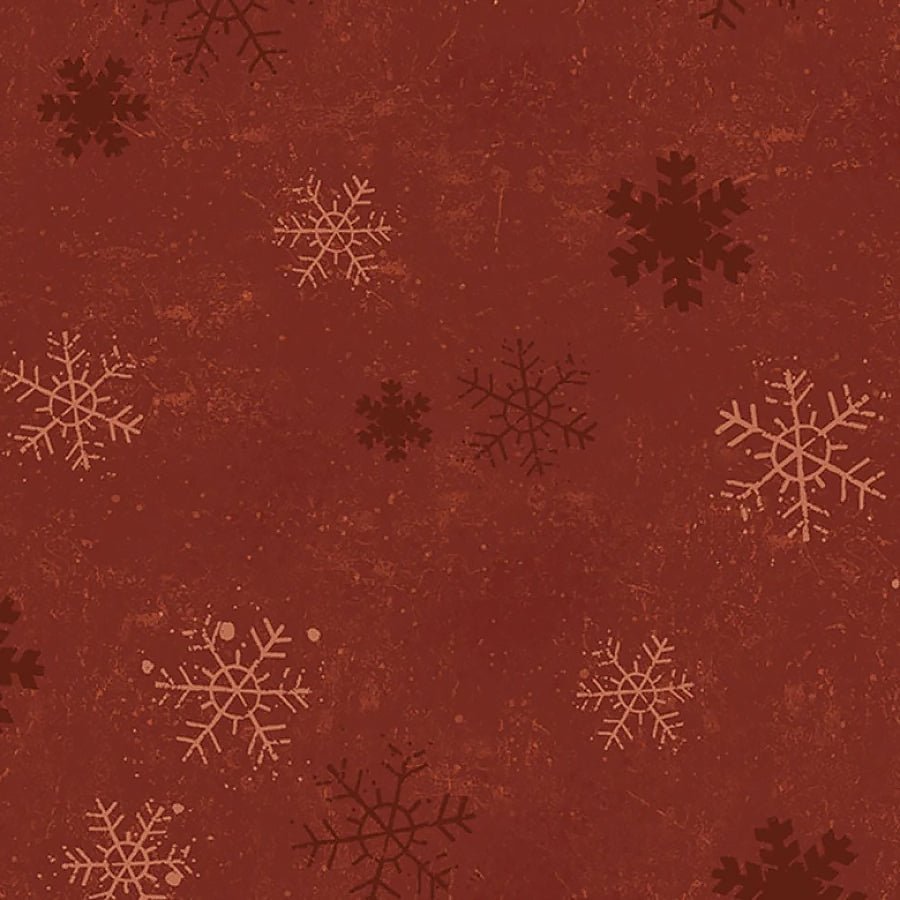 Christmas Tails Snowflakes Dark Red - Clothworks from Fort Worth Fabric Studio