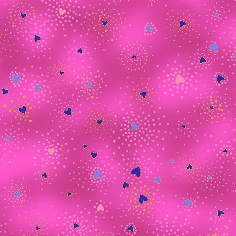 Clothworks Laurel Burch Basic Heart Eggplant Gold Metallic – Remnant 27″ × 44″ - Clothworks from Fort Worth Fabric Studio