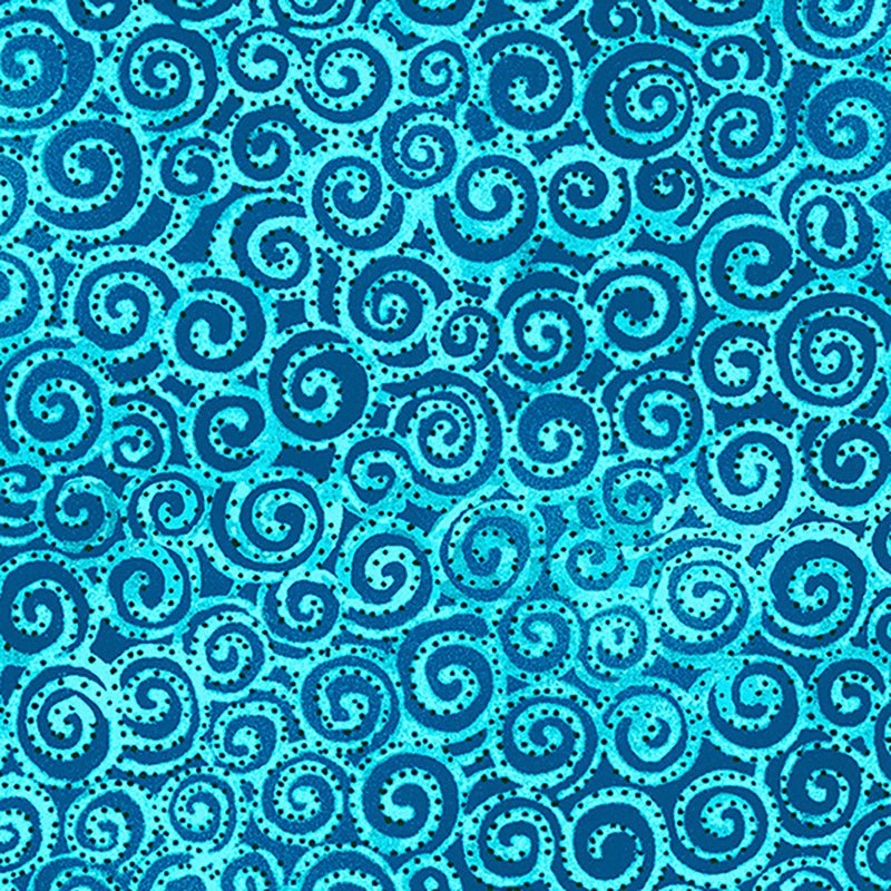 Clothworks Laurel Burch Basic Swirl Aqua – Remnant 21″ × 44″ - Clothworks from Fort Worth Fabric Studio