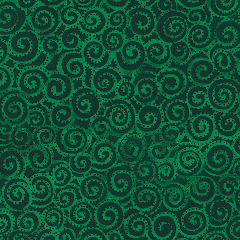 Clothworks Laurel Burch Basic Swirl Dark Green 1 Yard Cut - Clothworks from Fort Worth Fabric Studio