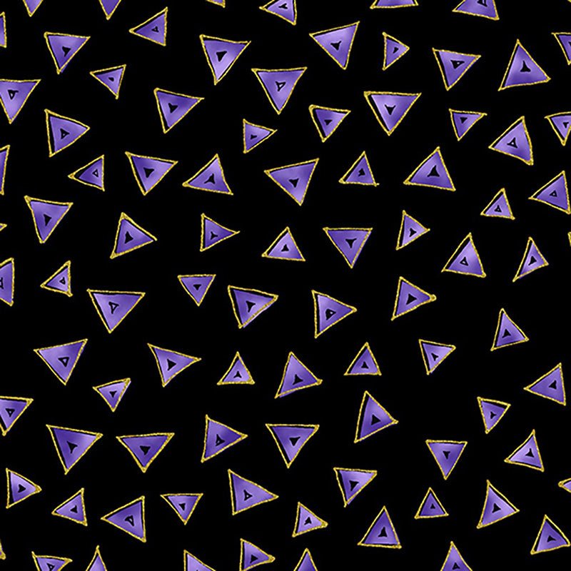 Clothworks Laurel Burch Basic Triangle Black Gold Metallic 1 Yard Cut - Clothworks from Fort Worth Fabric Studio