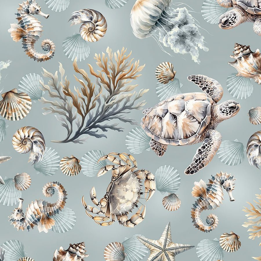 Coastal Escape Marine Life Ocean - Benartex from Fort Worth Fabric Studio
