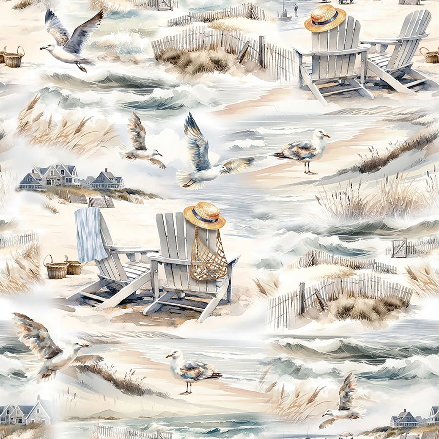Coastal Escape Scenic Neutral - Benartex from Fort Worth Fabric Studio