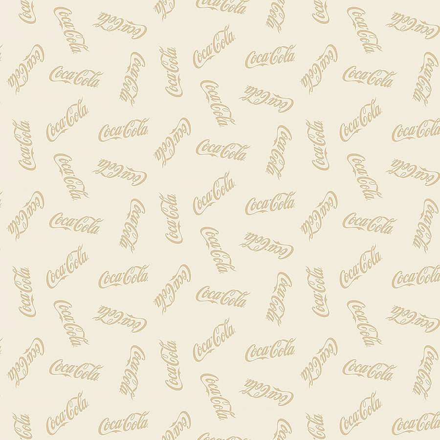 Coca-Cola Christmas Logo Toss Taupe – Remnant 9″ × 44″ - Northcott from Fort Worth Fabric Studio