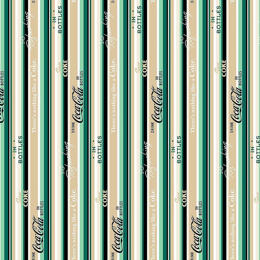 Coca - Cola Stripes Green – Remnant 20″ × 44″ - Northcott from Fort Worth Fabric Studio