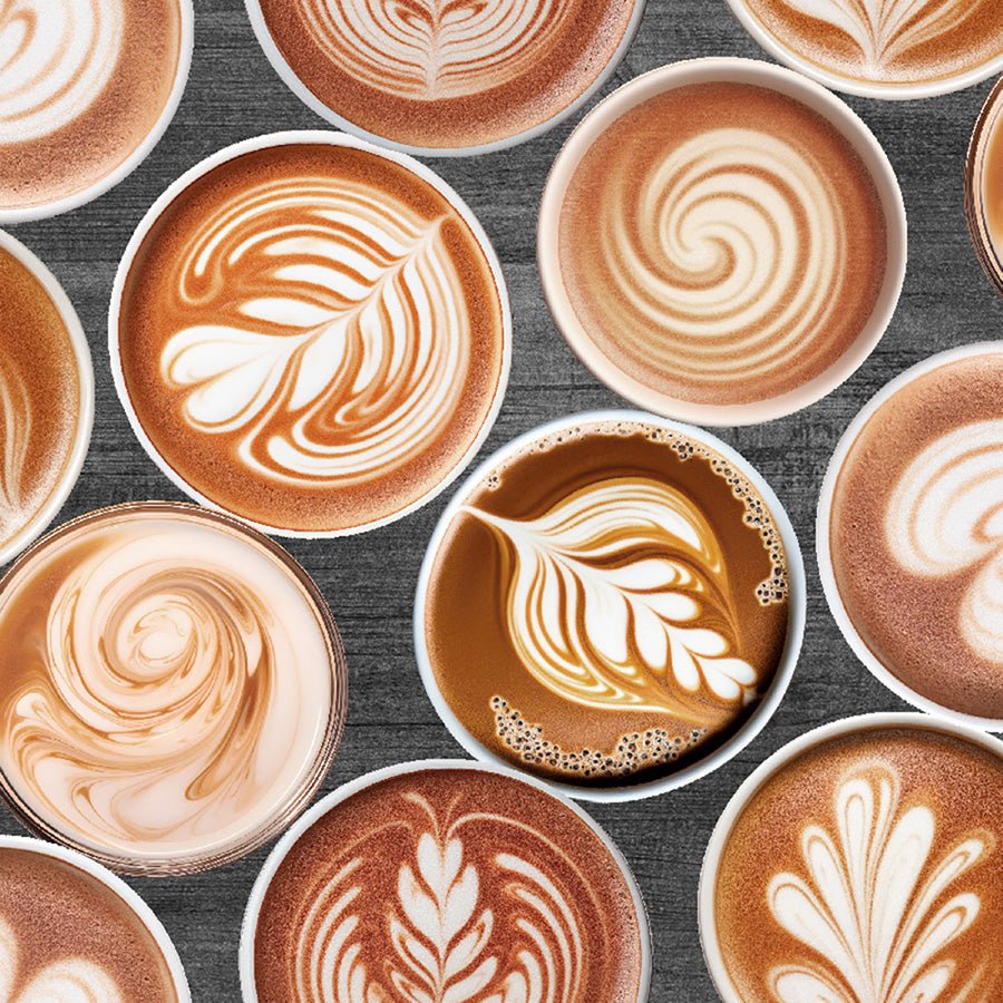 Coffee Break Latte Art Charcoal - 3 Wishes Fabric from Fort Worth Fabric Studio