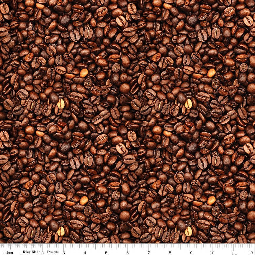 Coffee Time Coffee Beans Brown – Remnant 31″ × 44″ - Riley Blake from Fort Worth Fabric Studio