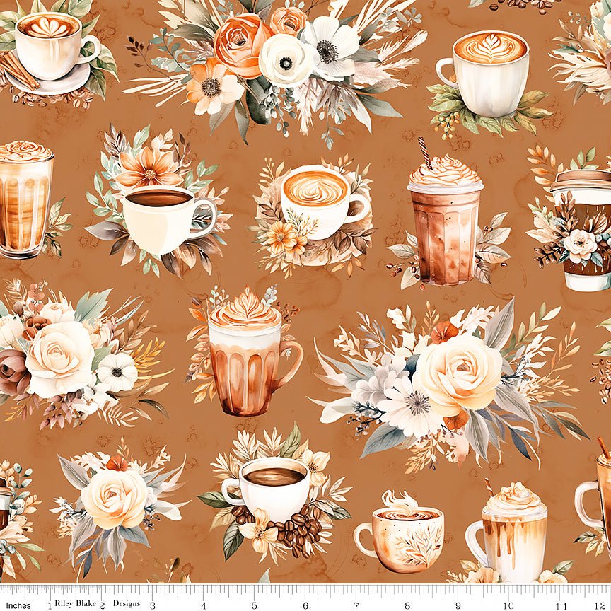 Coffee Time Main Cinnamon - Riley Blake from Fort Worth Fabric Studio