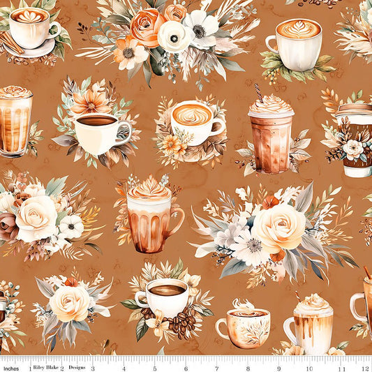 Coffee Time Main Cinnamon - Riley Blake from Fort Worth Fabric Studio