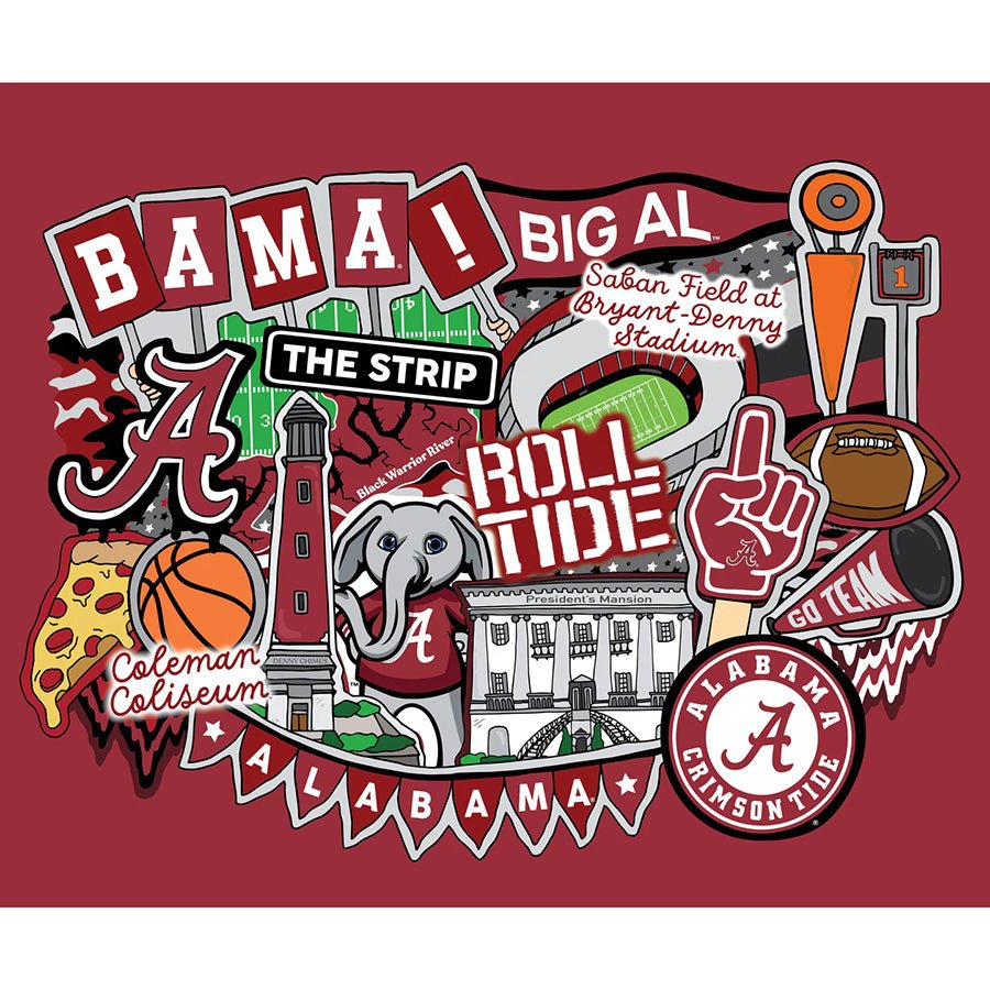 College Fabrics Alabama 36" Doodle Panel - Sykel Enterprises from Fort Worth Fabric Studio