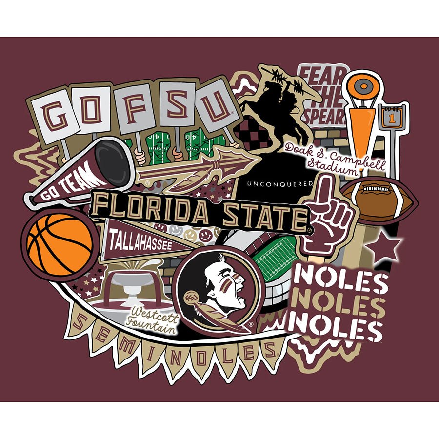College Fabrics Florida State 36" Doodle Panel - Sykel Enterprises from Fort Worth Fabric Studio