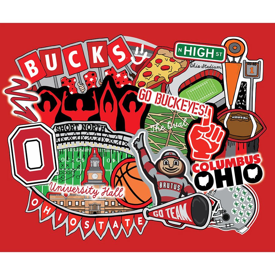 College Fabrics Ohio State 36" Doodle Panel - Sykel Enterprises from Fort Worth Fabric Studio