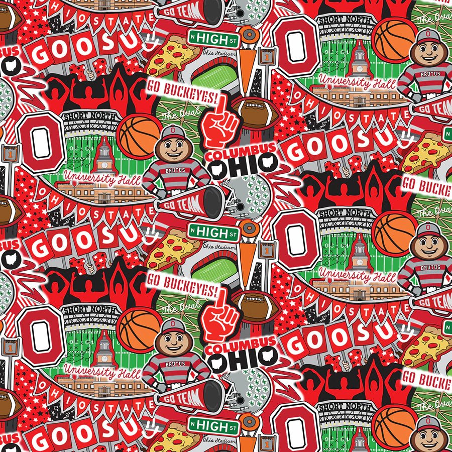 College Fabrics Ohio State Doodle Allover - Sykel Enterprises from Fort Worth Fabric Studio