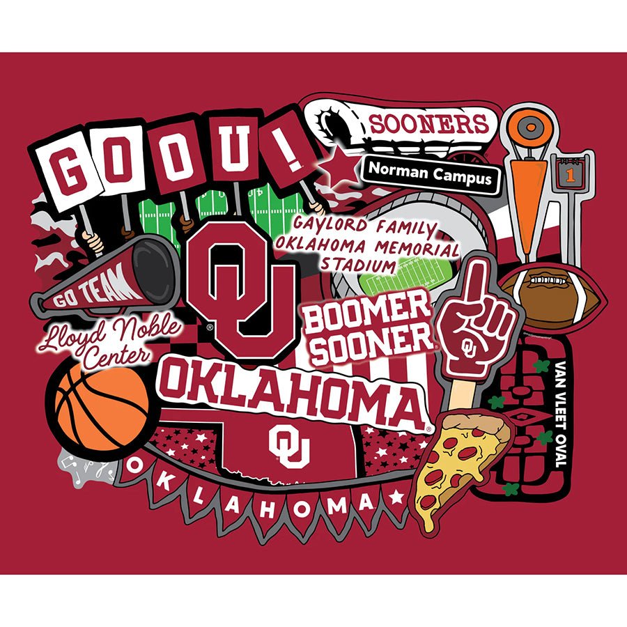 College Fabrics Oklahoma 36" Doodle Panel - Sykel Enterprises from Fort Worth Fabric Studio