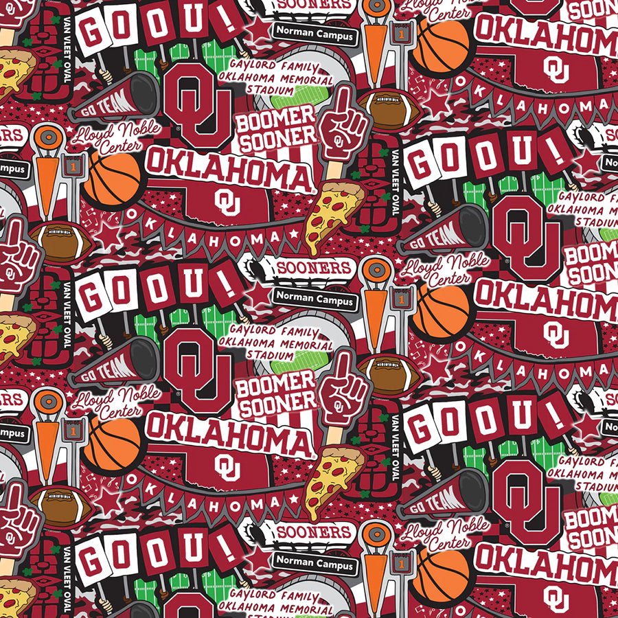 College Fabrics Oklahoma Doodle Allover - Sykel Enterprises from Fort Worth Fabric Studio
