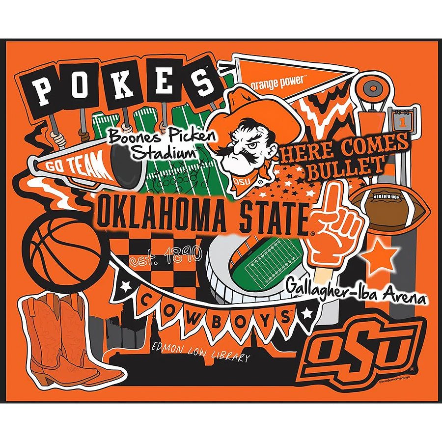 College Fabrics Oklahoma State 36" Doodle Panel - Sykel Enterprises from Fort Worth Fabric Studio