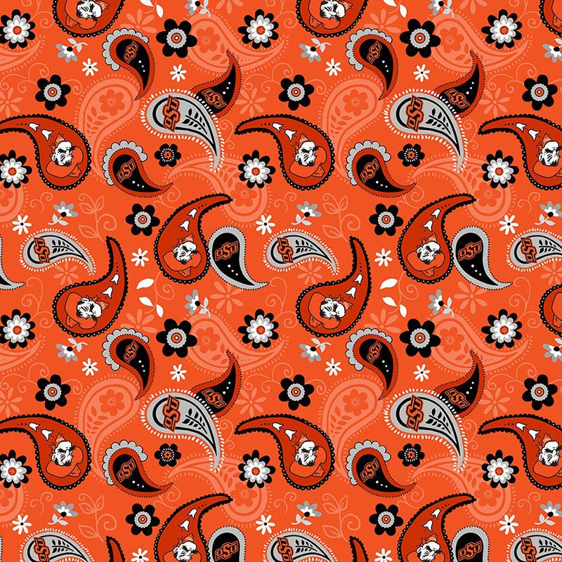 College Fabrics Oklahoma State Paisleys Yardage by Sykel Enterprises