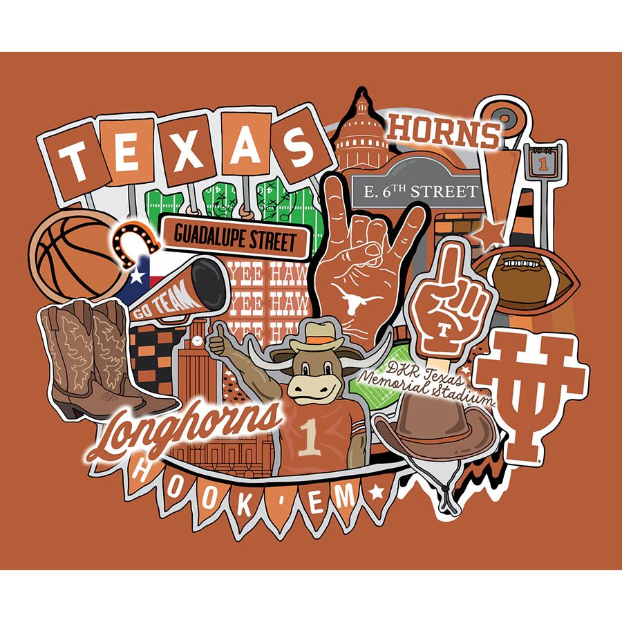 College Fabrics Texas 36" Doodle Panel - Sykel Enterprises from Fort Worth Fabric Studio