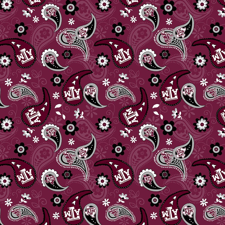 College Fabrics Texas A&M Paisleys - Sykel Enterprises from Fort Worth Fabric Studio