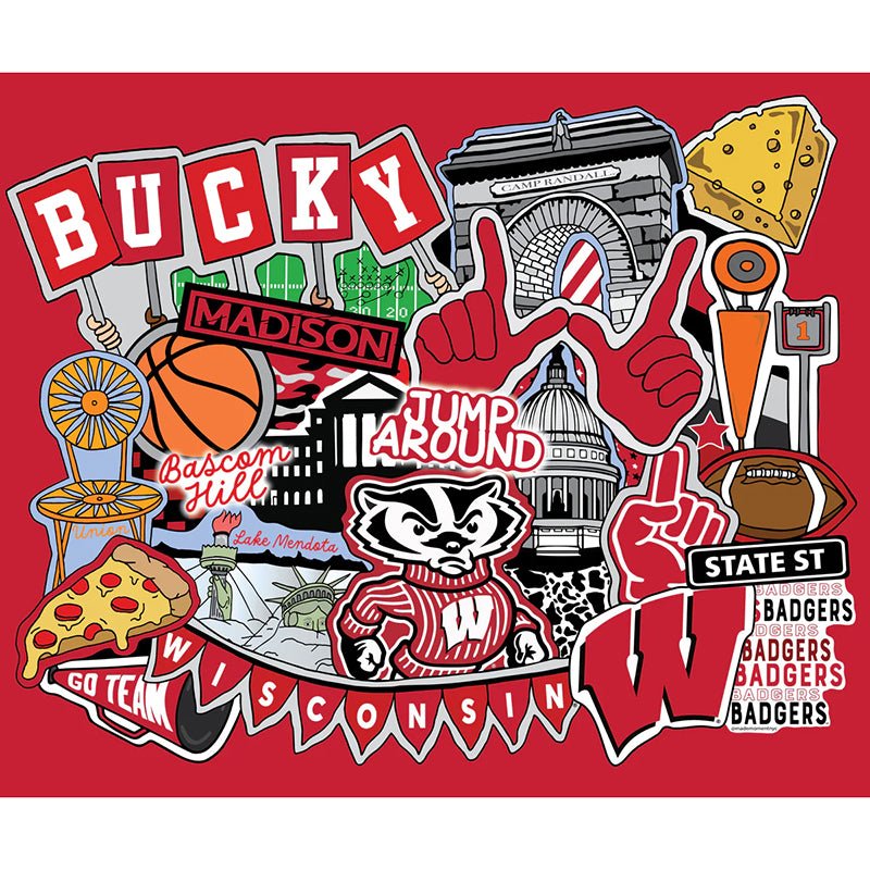 College Fabrics Wisconsin 36" Doodle Panel - Sykel Enterprises from Fort Worth Fabric Studio
