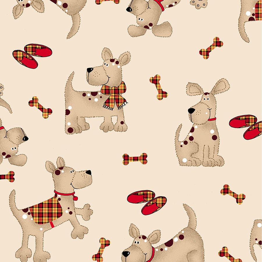 Comfy Flannel Dog with Scarf Cream - A.E. Nathan from Fort Worth Fabric Studio