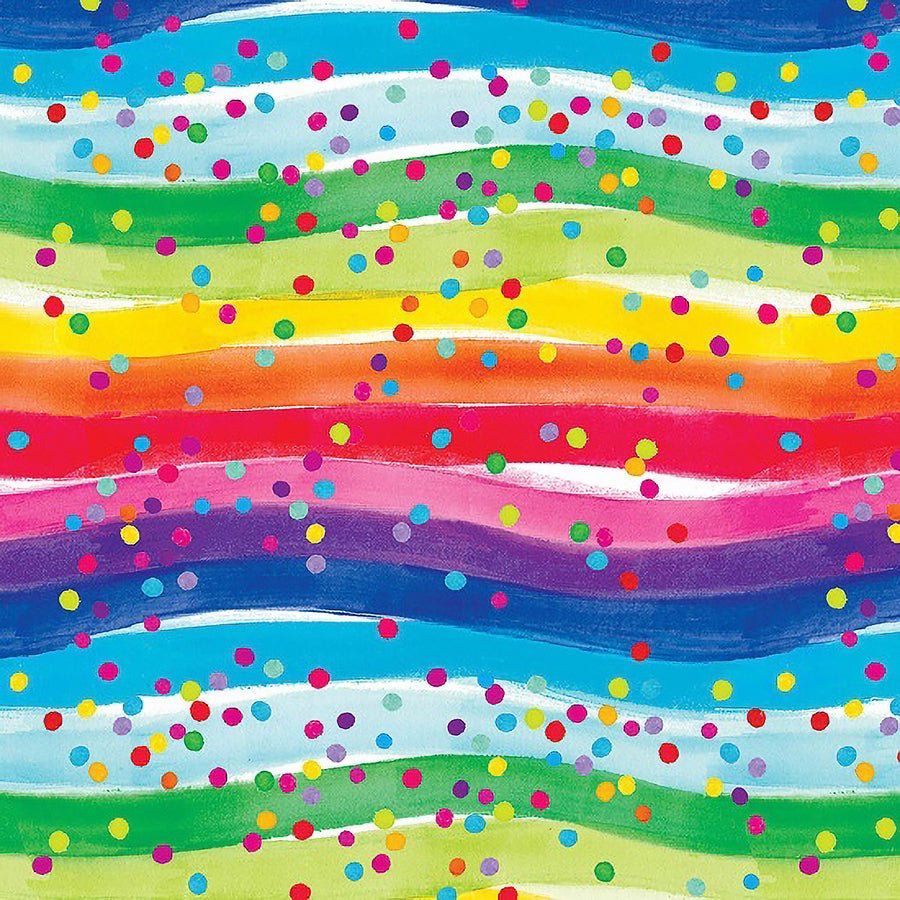 Comfy Flannel Rainbow Waves with Dots Multi - A.E. Nathan from Fort Worth Fabric Studio