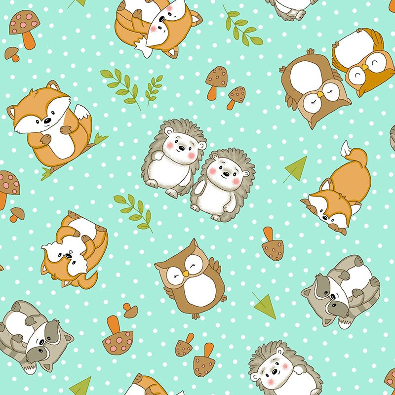 Comfy Flannel Woodland Critters Green - A.E. Nathan from Fort Worth Fabric Studio